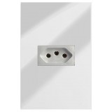 Conjunto Tomada 20a Horizontal 4x2 - RECTA Espelhada Gloss (Módulo Prata)